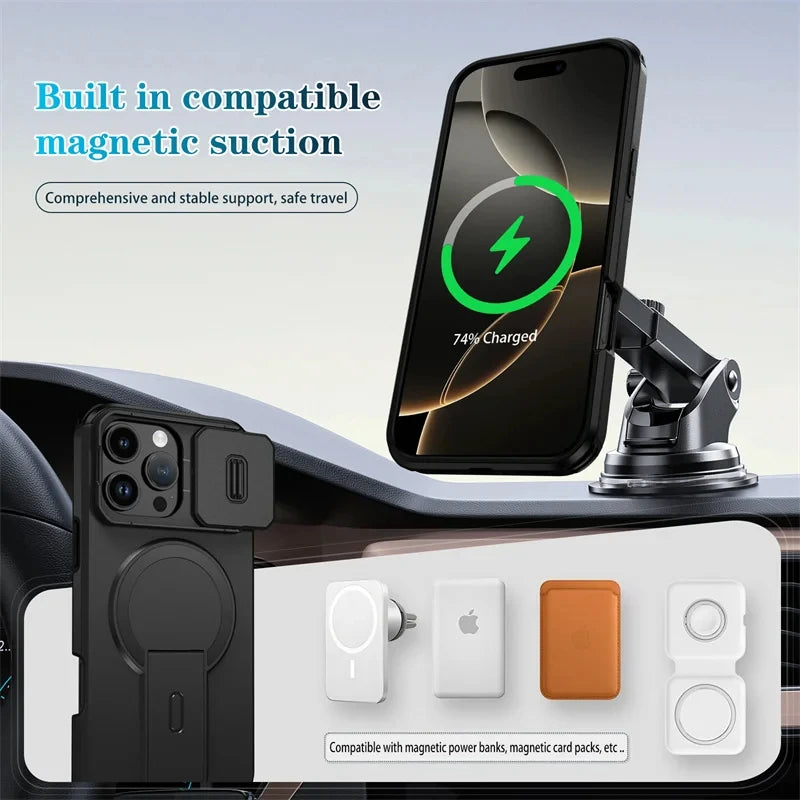 Camera Lens Protection iPhone Case with Magnetic Kickstand