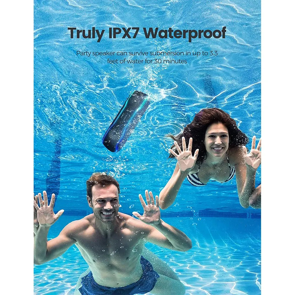 25W Portable Outdoor Bluetooth Speaker – IPX7 Waterproof, RGB Lights, 24H Playtime