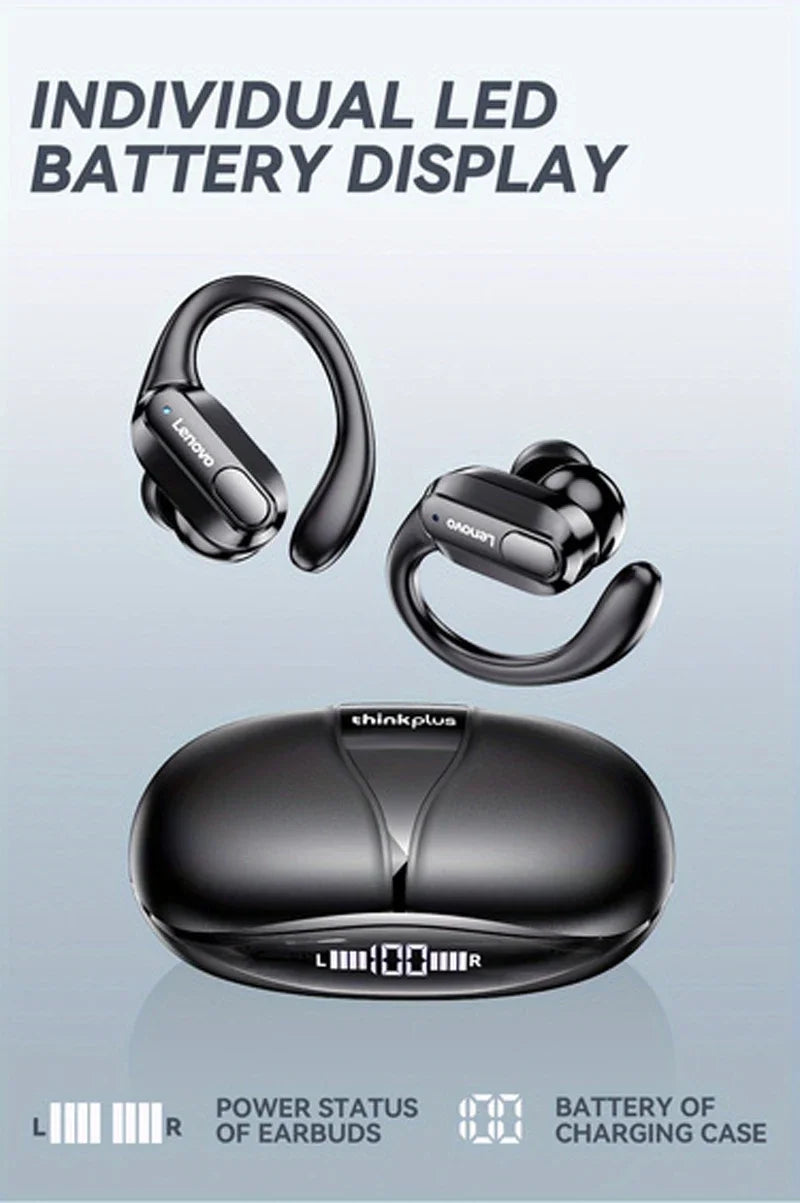 Lenovo XT80 Bluetooth 5.3 Sport Earphones – TWS Earhook, ANC, LED Display, Waterproof