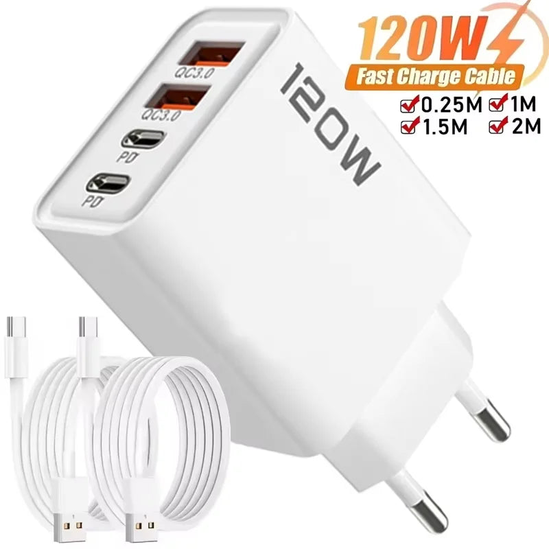 120W 4-Port USB-C Fast Charger — Charge 4 Devices at Once