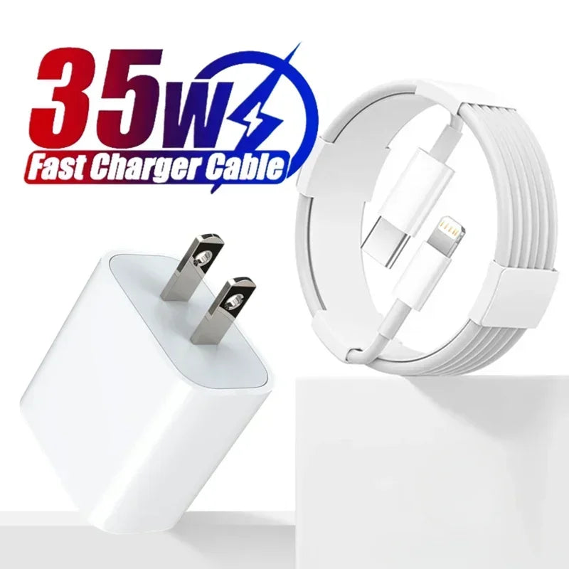35W USB-C Fast Charger + Cable for iPhone & iPad | US & EU Plug