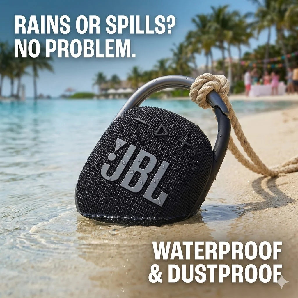 JBL Clip 4 Mini Bluetooth Speaker – IP67 Waterproof, Carabiner Clip, 10H Playtime
