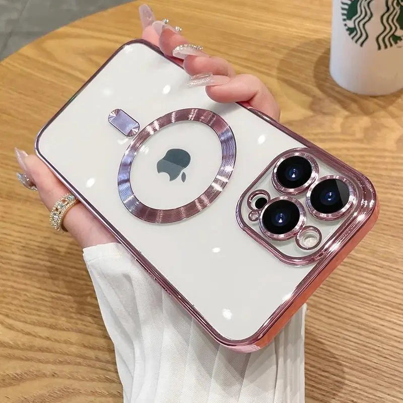 Magnetic Phone Case with Camera Lens Protector – MagSafe Compatible, Multi-Color