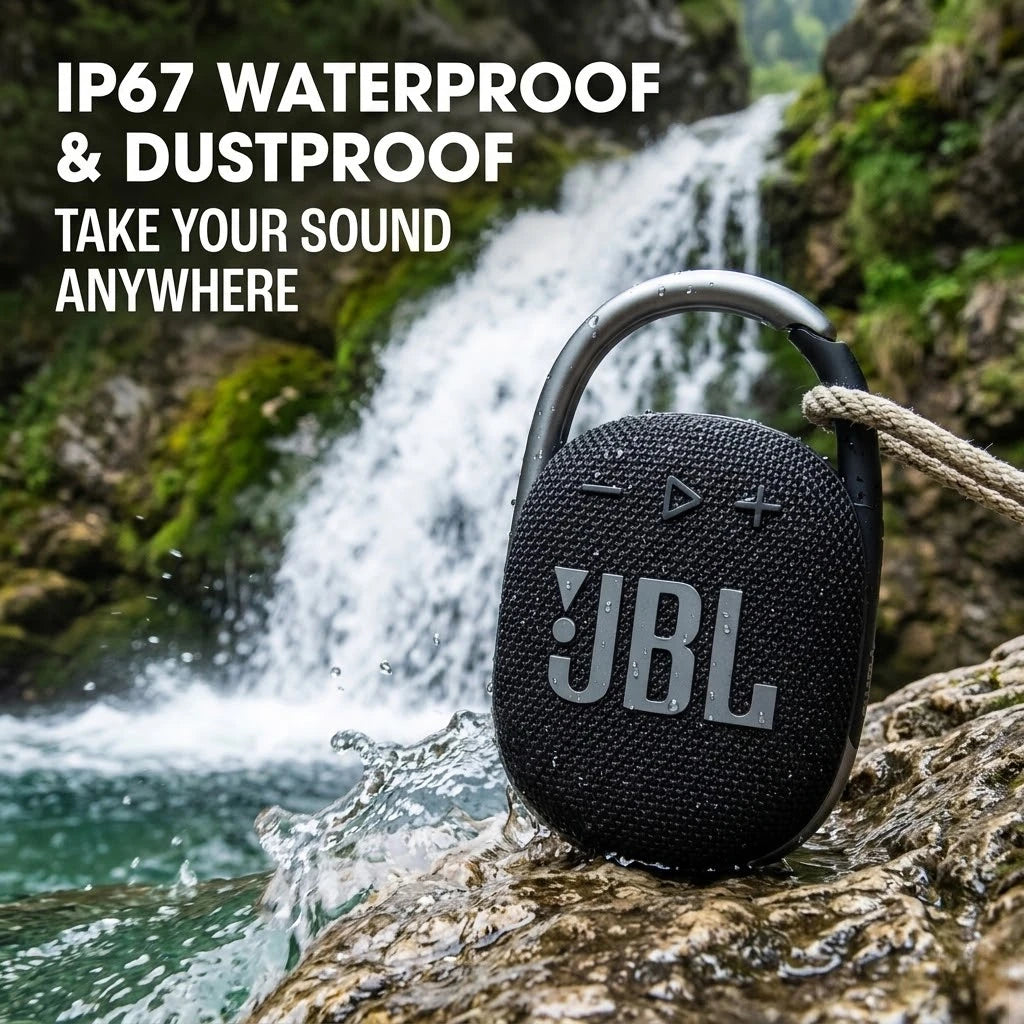 JBL Clip 4 Mini Bluetooth Speaker – IP67 Waterproof, Carabiner Clip, 10H Playtime
