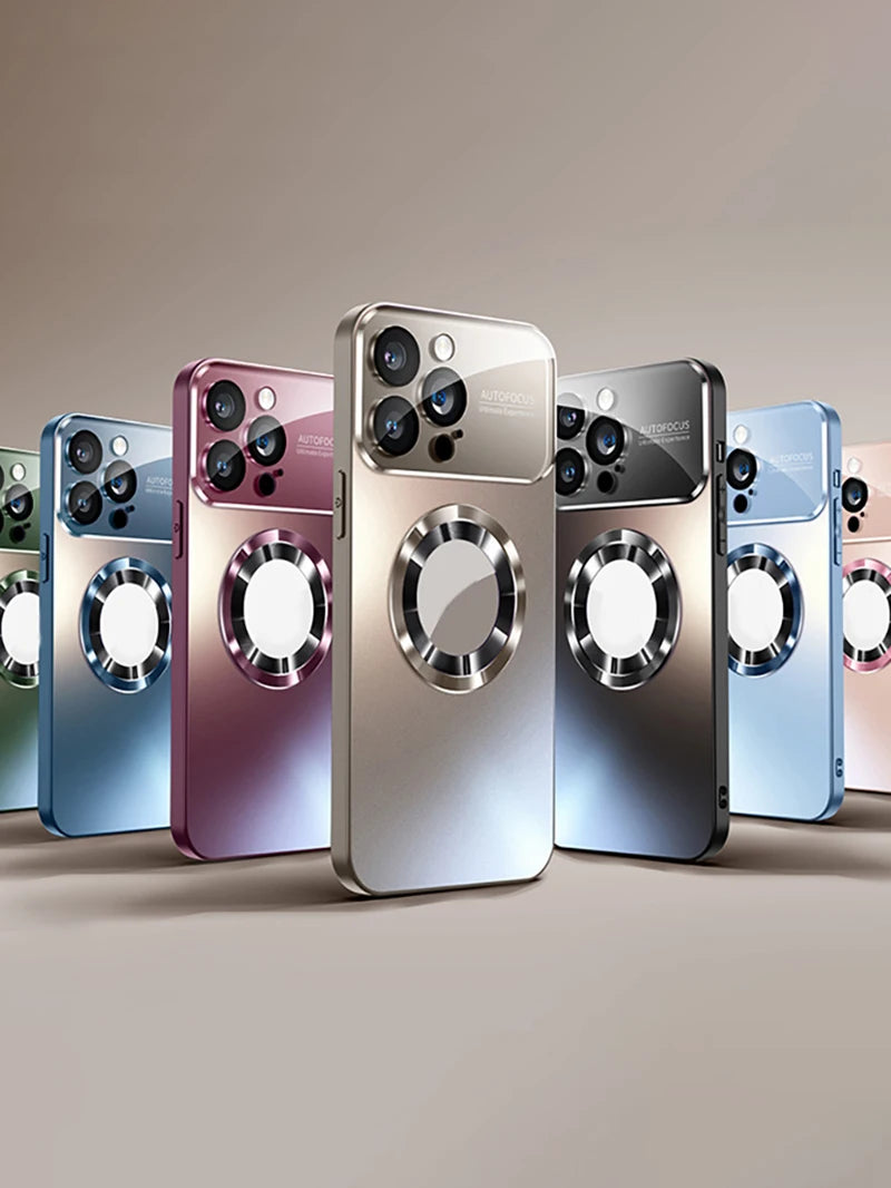 Luxury MagSafe Glass Camera iPhone Case | Magnetic Wireless Charging Cover