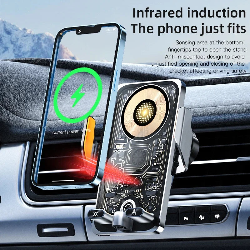 66W Smart Wireless Car Charger & Auto-Clamping Phone Holder