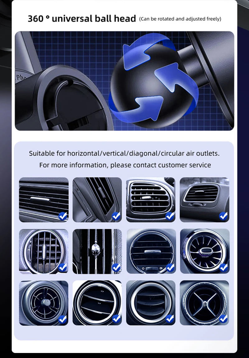 Smart Auto-Sensing Car Phone Mount — 15W Wireless Charging, One-Touch Release & 90° Rotation