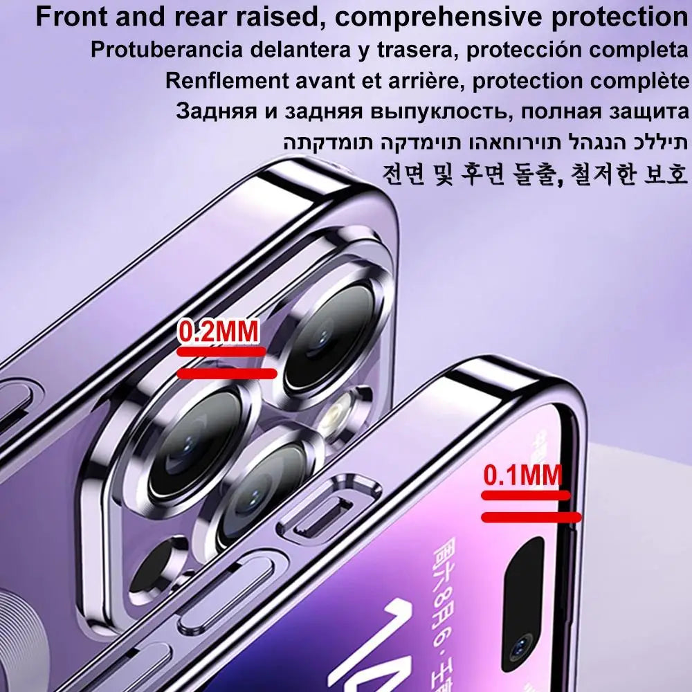 Magnetic Phone Case with Camera Lens Protector – MagSafe Compatible, Multi-Color