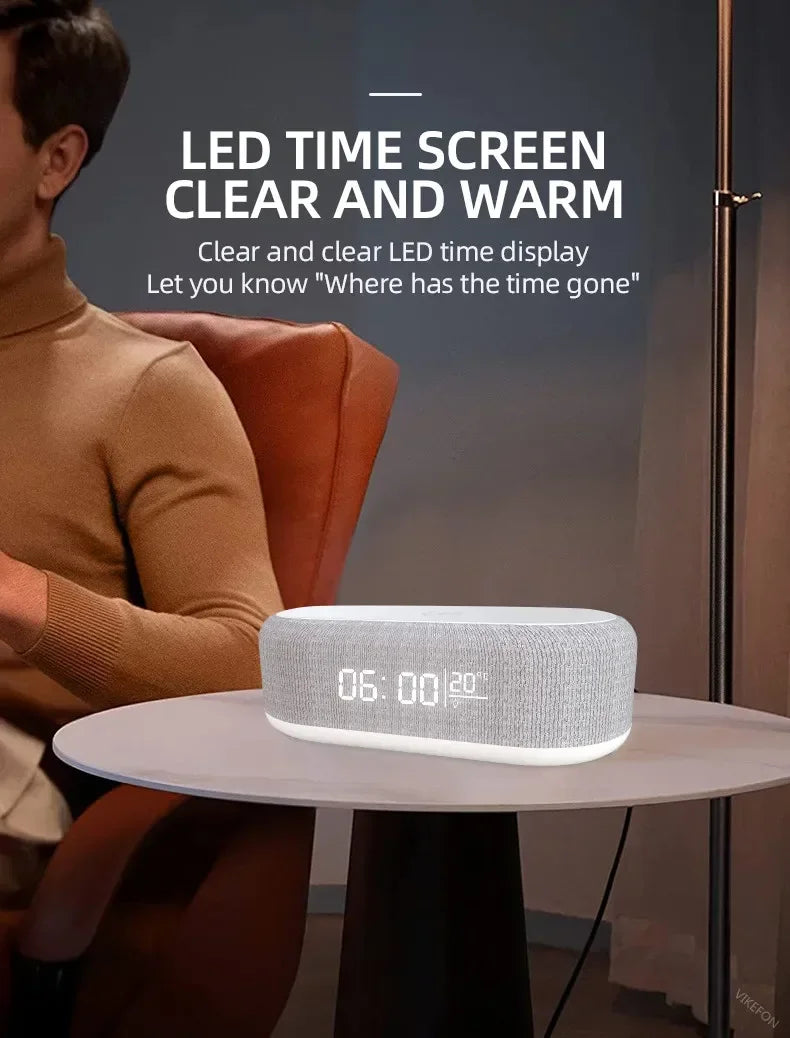 5-in-1 Wireless Charging Dock — Alarm Clock, Night Light & Thermometer