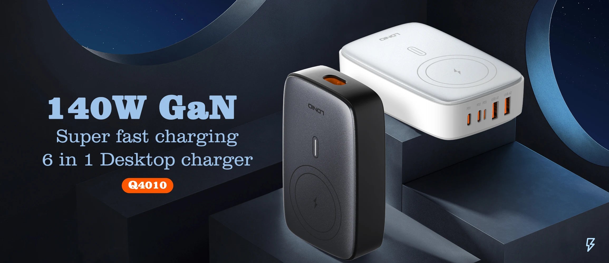 LDNIO 65W GaN 4-Port Fast Charger | USB-C & USB-A | US, UK & EU Plug