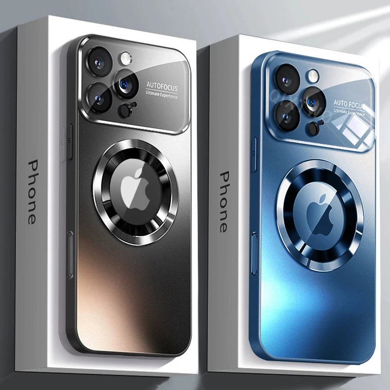 Luxury MagSafe Glass Camera iPhone Case | Magnetic Wireless Charging Cover