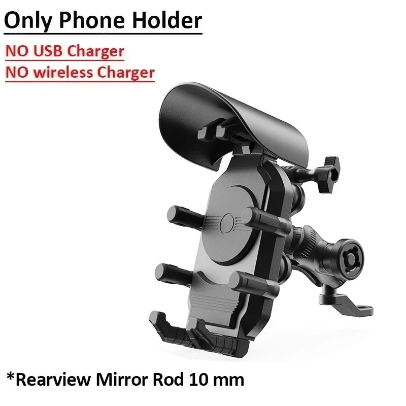 Motorcycle & Bike Phone Mount — 15W Wireless + 30W USB-C Fast Charging, 360° Rotation
