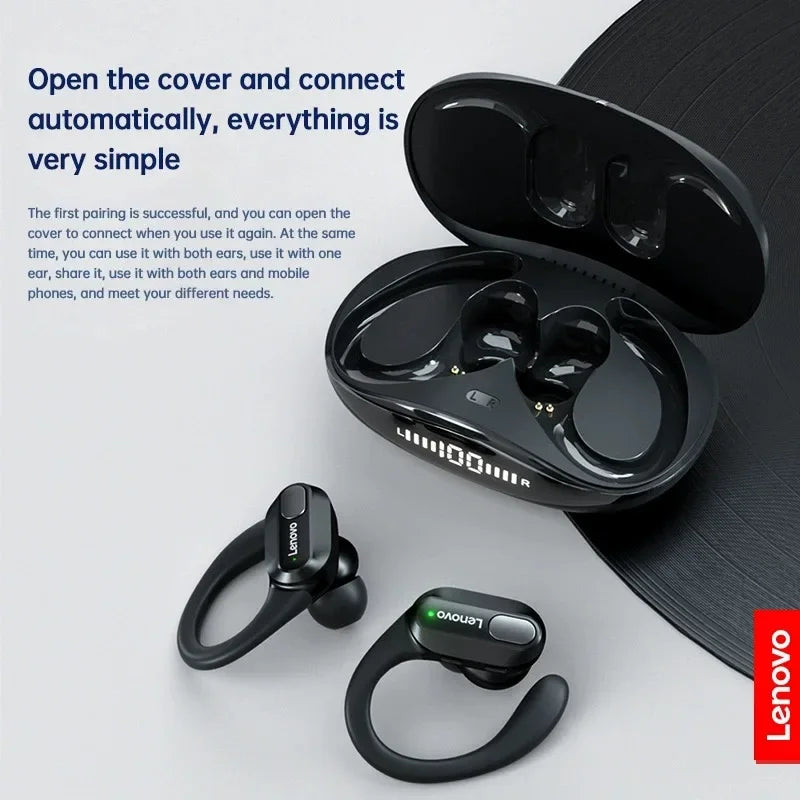 Lenovo XT80 Bluetooth 5.3 Sport Earphones – TWS Earhook, ANC, LED Display, Waterproof