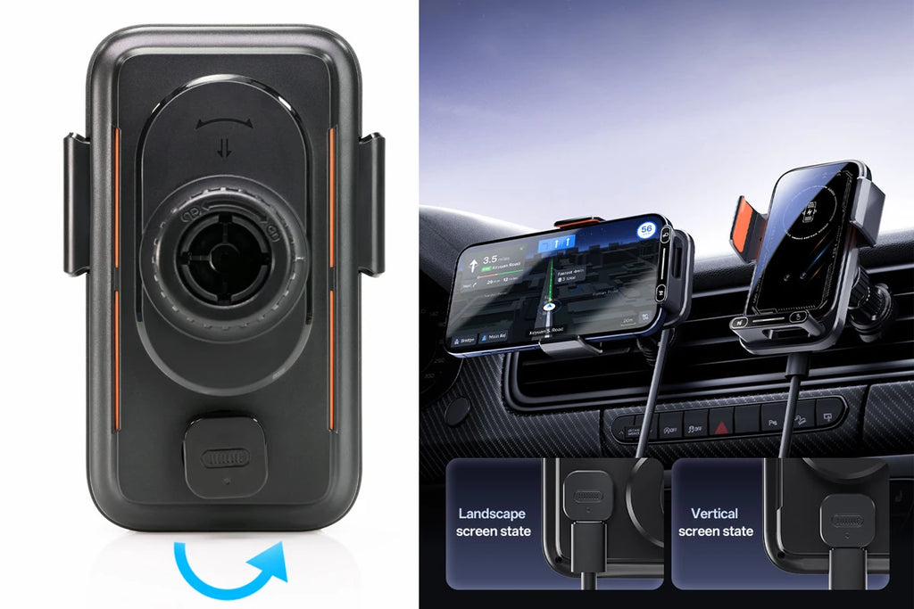 Smart Auto-Sensing Car Phone Mount — 15W Wireless Charging, One-Touch Release & 90° Rotation