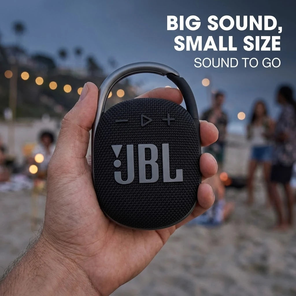 JBL Clip 4 Mini Bluetooth Speaker – IP67 Waterproof, Carabiner Clip, 10H Playtime