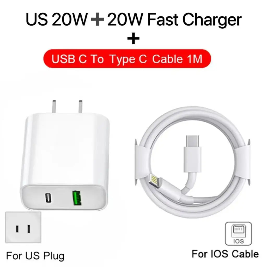 35W USB-C Fast Charger + Cable for iPhone & iPad | US & EU Plug