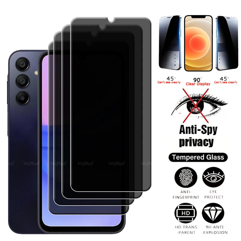 Samsung Galaxy A15 Screen Protector – 9H Tempered Glass, Anti-Spy Privacy, 1-4 Pack