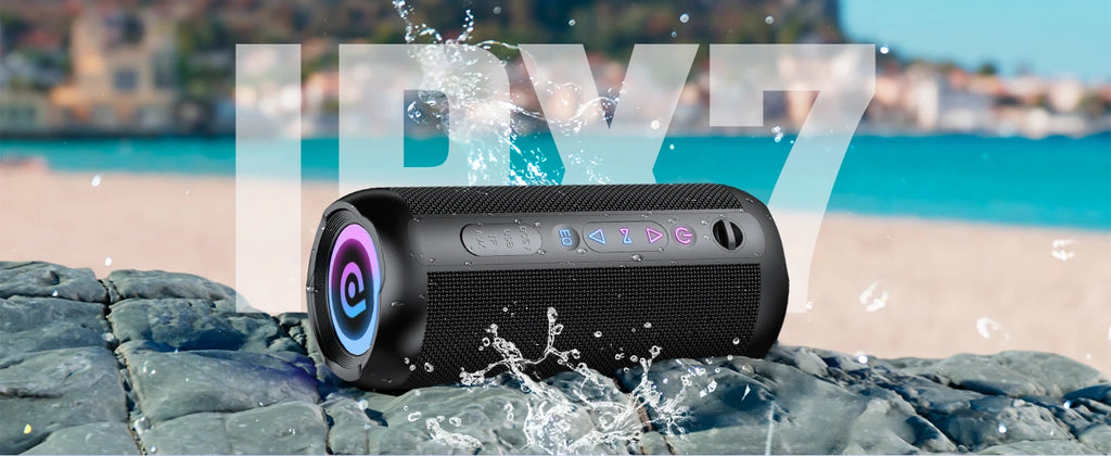 30W Portable Bluetooth Speaker – Deep Bass, RGB Lights, IPX7 Waterproof, 30H Playtime