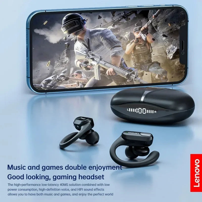 Lenovo XT80 Bluetooth 5.3 Sport Earphones – TWS Earhook, ANC, LED Display, Waterproof
