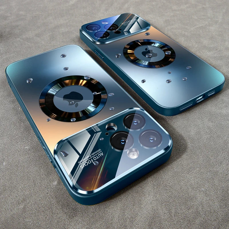 Luxury MagSafe Glass Camera iPhone Case | Magnetic Wireless Charging Cover