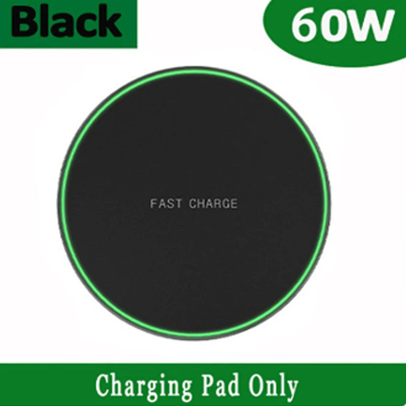 60W Fast Wireless Charging Pad — Universal, Slim & Case-Friendly
