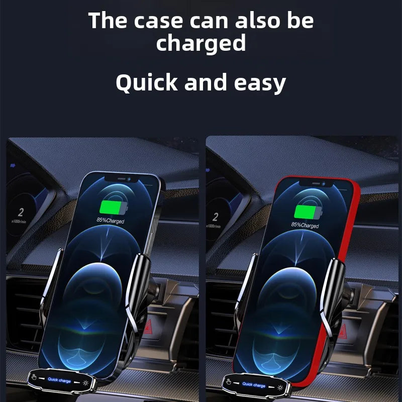 Universal Car Phone Holder — Wireless & Wired Charging for iPhone, Android & USB-C