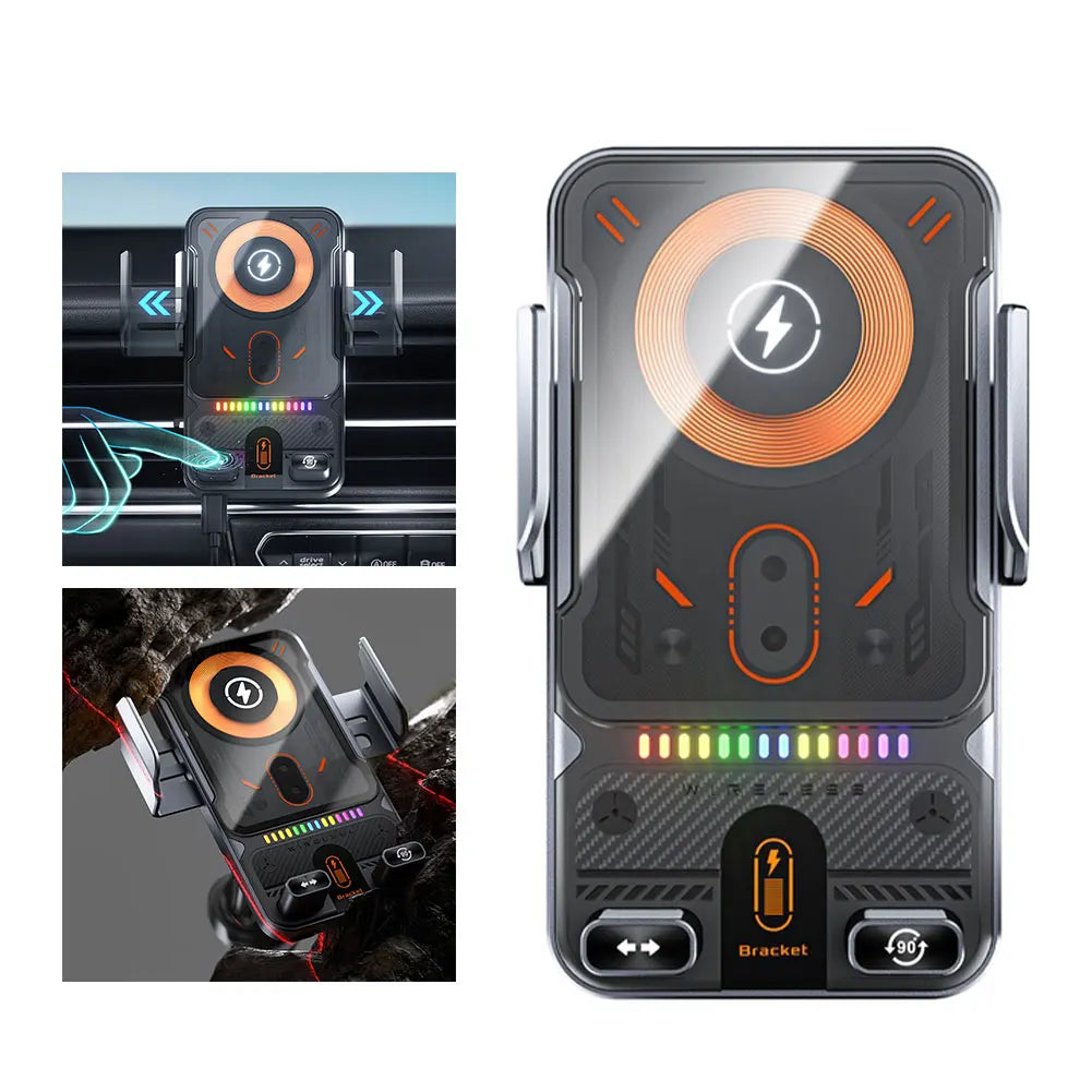 15W Auto-Clamping Wireless Car Charger — One-Button Mount & Release