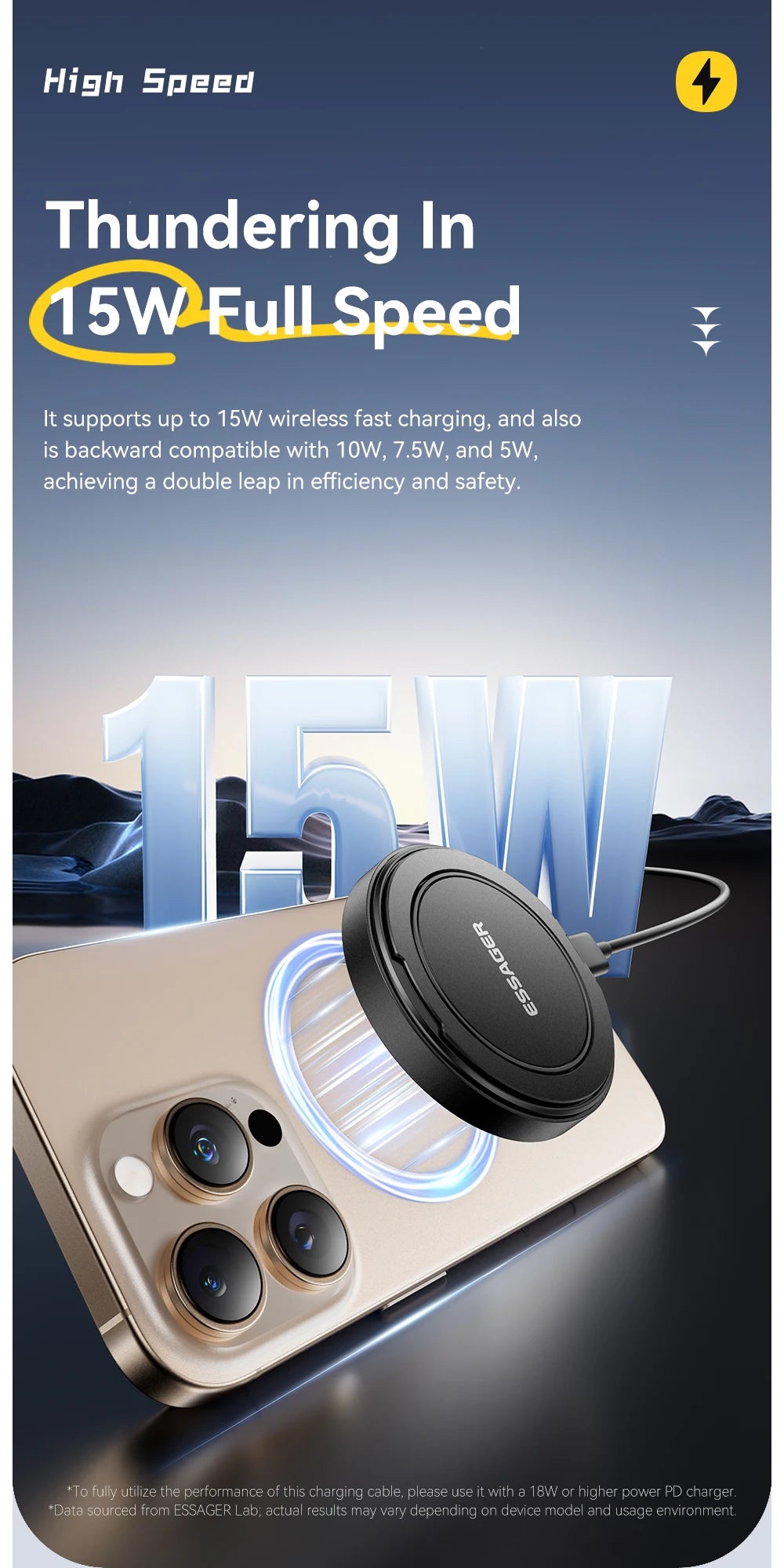 Essager 15W Magnetic Wireless Charger — iPhone 16/15/14/13 & AirPods