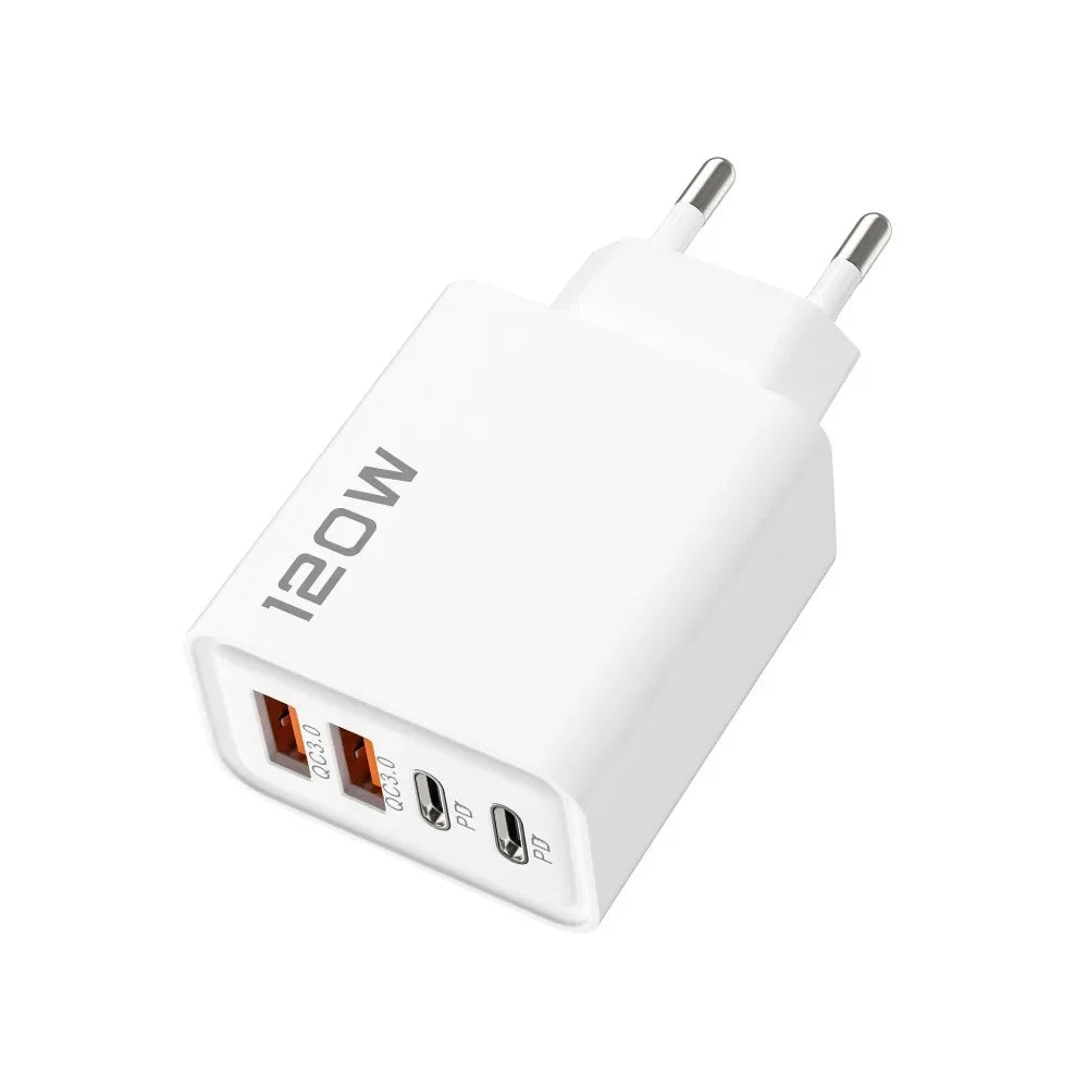 120W 4-Port USB-C Fast Charger | USB-C & USB-A | US, EU & UK Plug