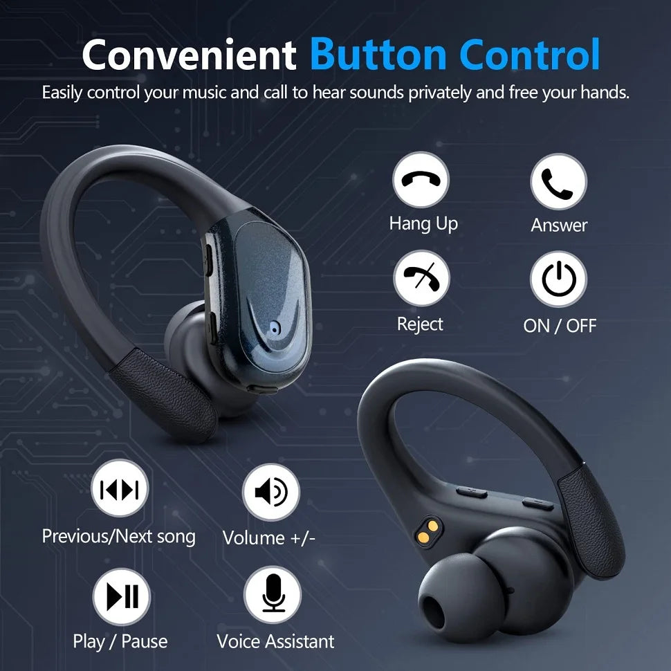Bluetooth 5.3 Sport Earphones – TWS Earhook Headset with Mic, IPX6 Waterproof