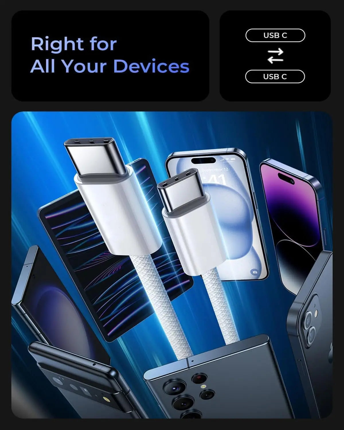 Fast Charger, 3Pack 20W Charger, USB C Charger with USB C to USB C Cable, USB C Wall Charger for iPhone 16/16 Pro/Max/15/15