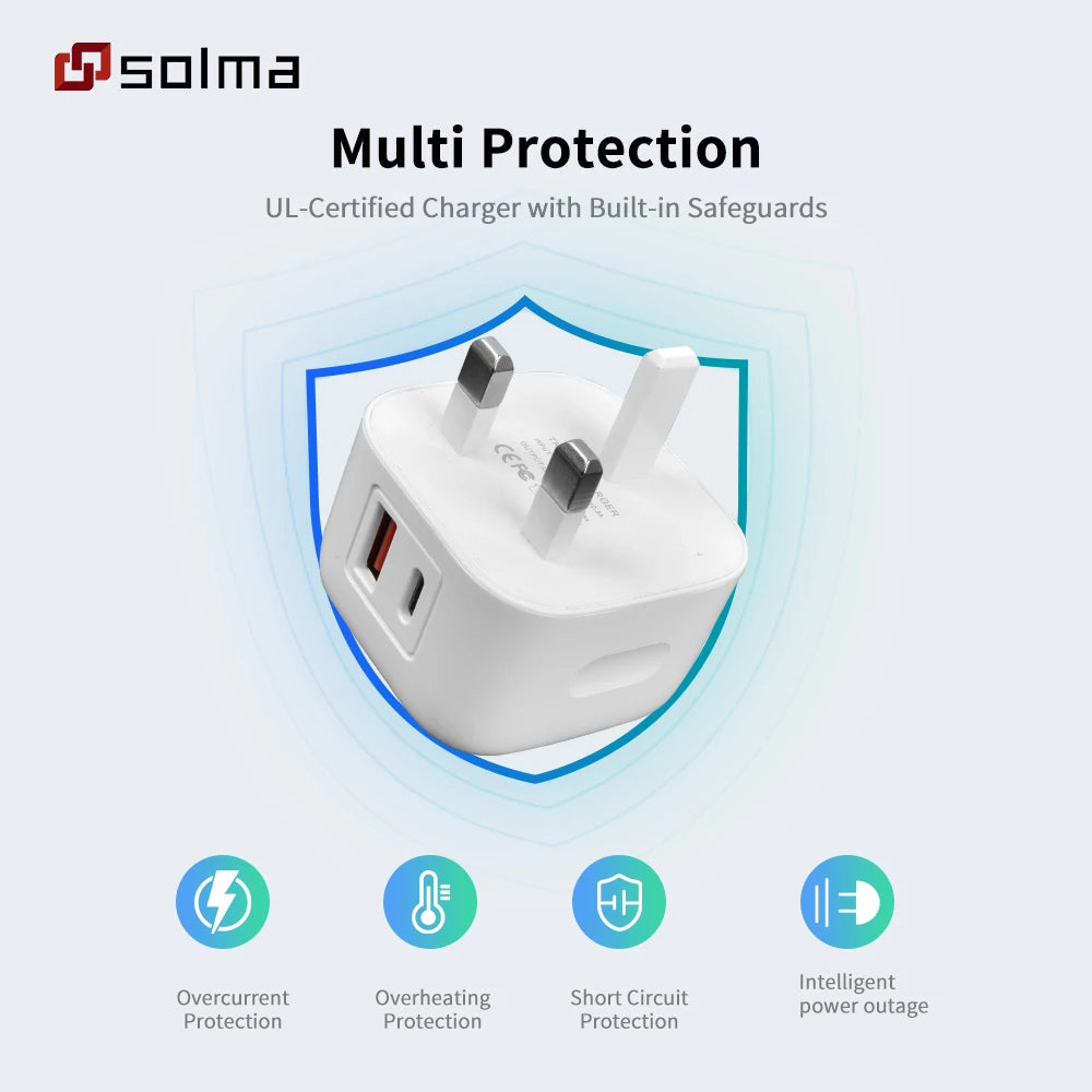 Compact USB-C + USB-A Wall Charger — 12W Portable Charging Adapter
