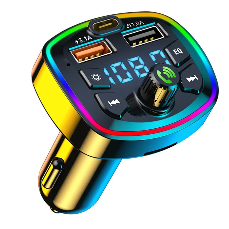 Car Bluetooth 5.0 FM Transmitter | Dual USB Fast Charger & Hands-Free Kit