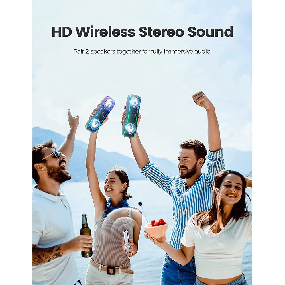 25W Portable Outdoor Bluetooth Speaker – IPX7 Waterproof, RGB Lights, 24H Playtime