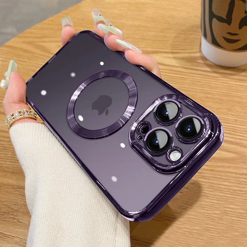 Magnetic Phone Case with Camera Lens Protector – MagSafe Compatible, Multi-Color