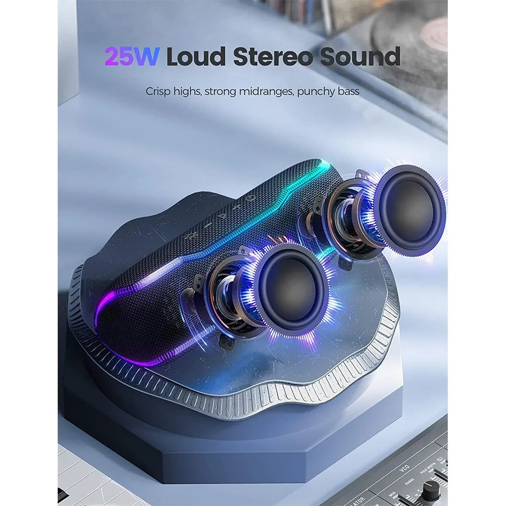 25W Portable Outdoor Bluetooth Speaker – IPX7 Waterproof, RGB Lights, 24H Playtime