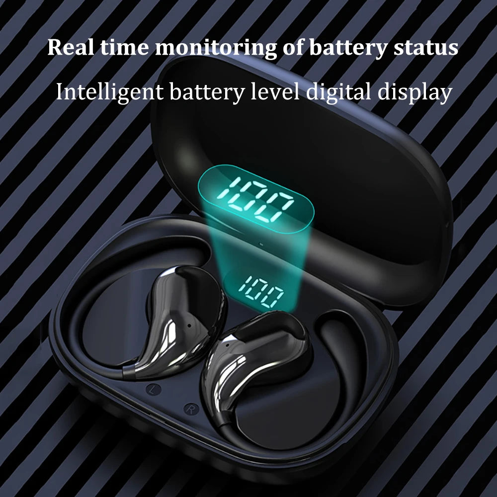 Bluetooth 5.4 Ear Hook Earbuds – HiFi Stereo, ANC, LED Display, Touch Control