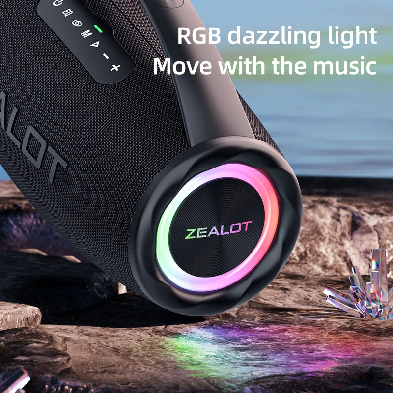 ZEALOT S97 80W Bluetooth Party Speaker — 16,000mAh, IPX6 Waterproof, RGB Lights & 360° Stereo