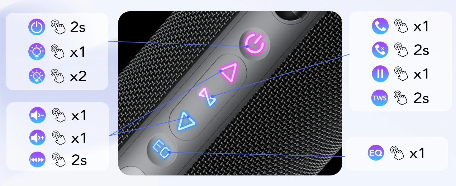 30W Portable Bluetooth Speaker – Deep Bass, RGB Lights, IPX7 Waterproof, 30H Playtime