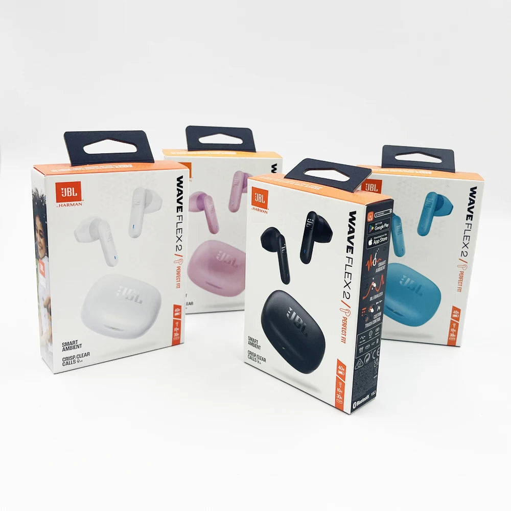 JBL Wave Flex 2 True Wireless Earbuds – Semi In-Ear, Bluetooth 5.3, Call Noise Cancelling