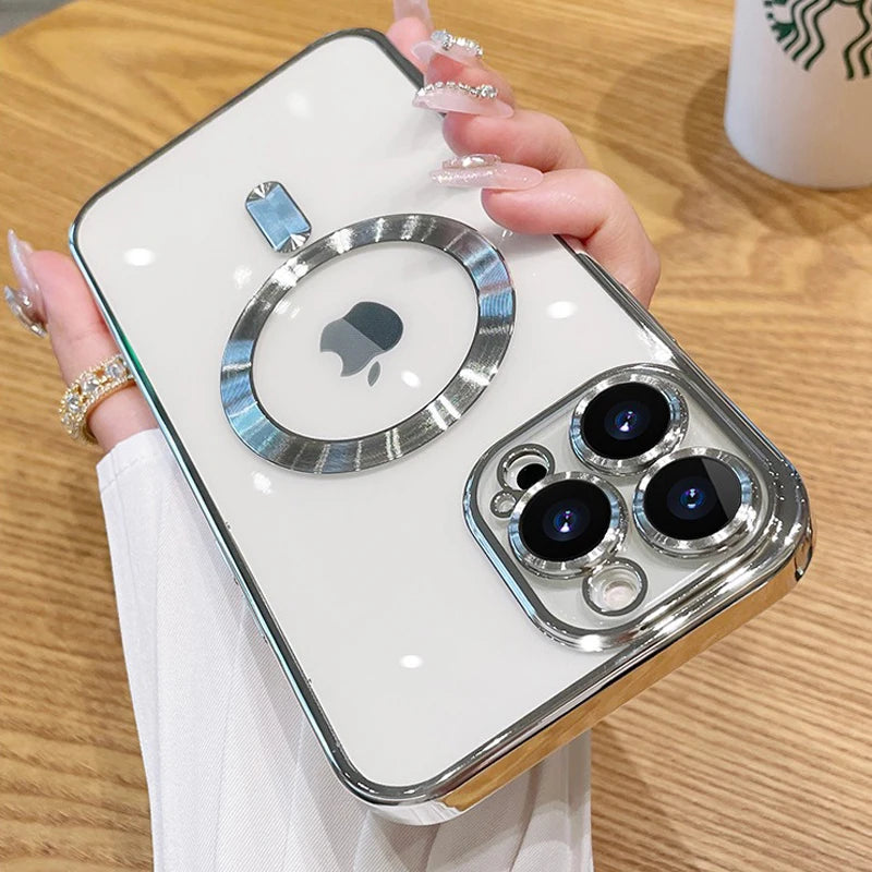 Magnetic Phone Case with Camera Lens Protector – MagSafe Compatible, Multi-Color