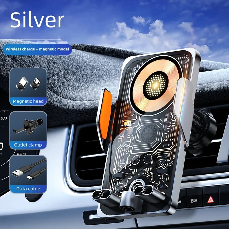 66W Smart Wireless Car Charger & Auto-Clamping Phone Holder