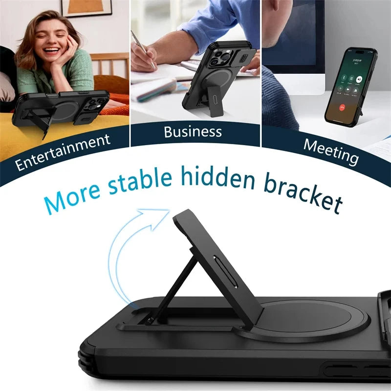 Camera Lens Protection iPhone Case with Magnetic Kickstand