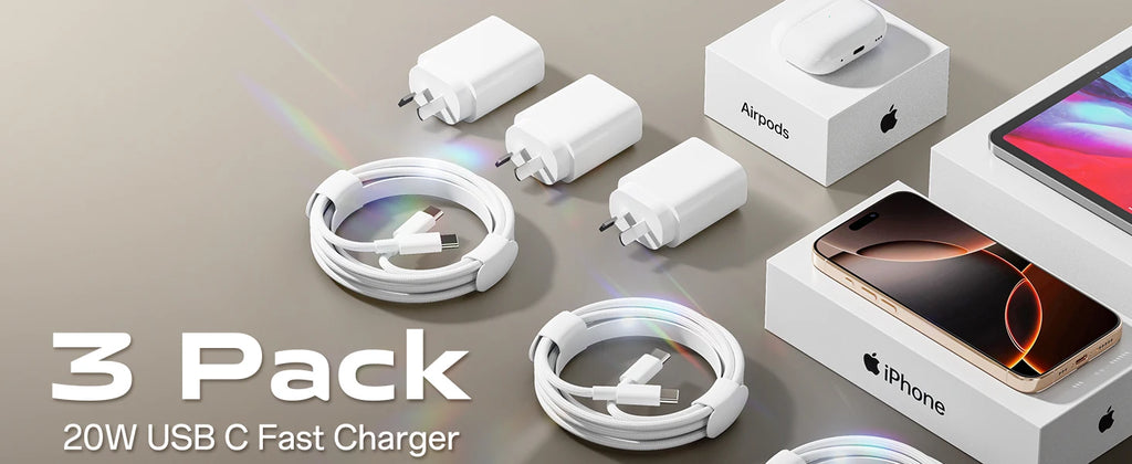 Fast Charger, 3Pack 20W Charger, USB C Charger with USB C to USB C Cable, USB C Wall Charger for iPhone 16/16 Pro/Max/15/15