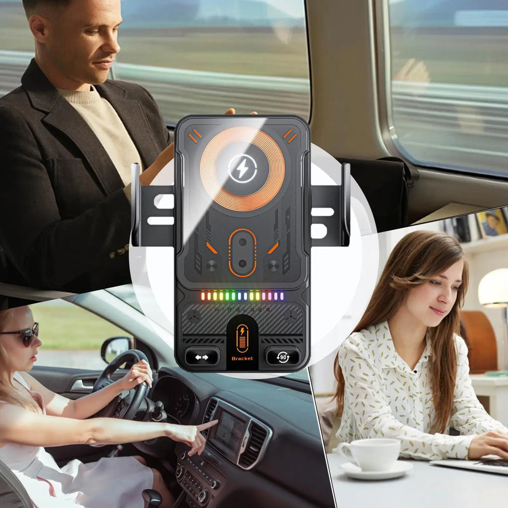 15W Wireless Car Charger Mount — Auto-Clamp, 360° Rotation & Air Vent Grip
