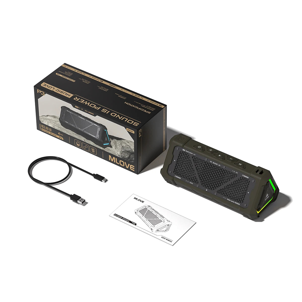 40W Outdoor Bluetooth Speaker – IPX7 Waterproof, RGB Lights, TWS, Micro SD, 12H Playtime