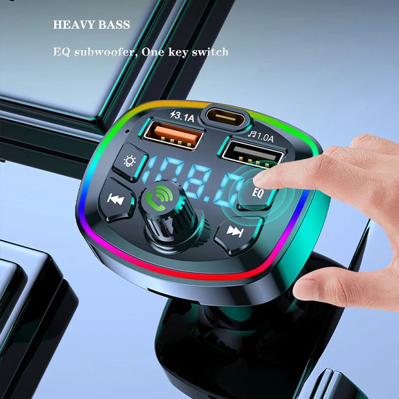 Car Bluetooth 5.0 FM Transmitter | Dual USB Fast Charger & Hands-Free Kit
