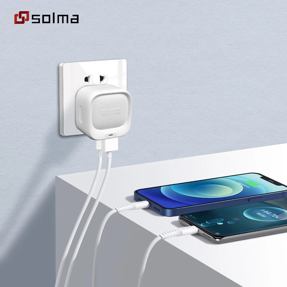 Compact USB-C + USB-A Wall Charger — 12W Portable Charging Adapter
