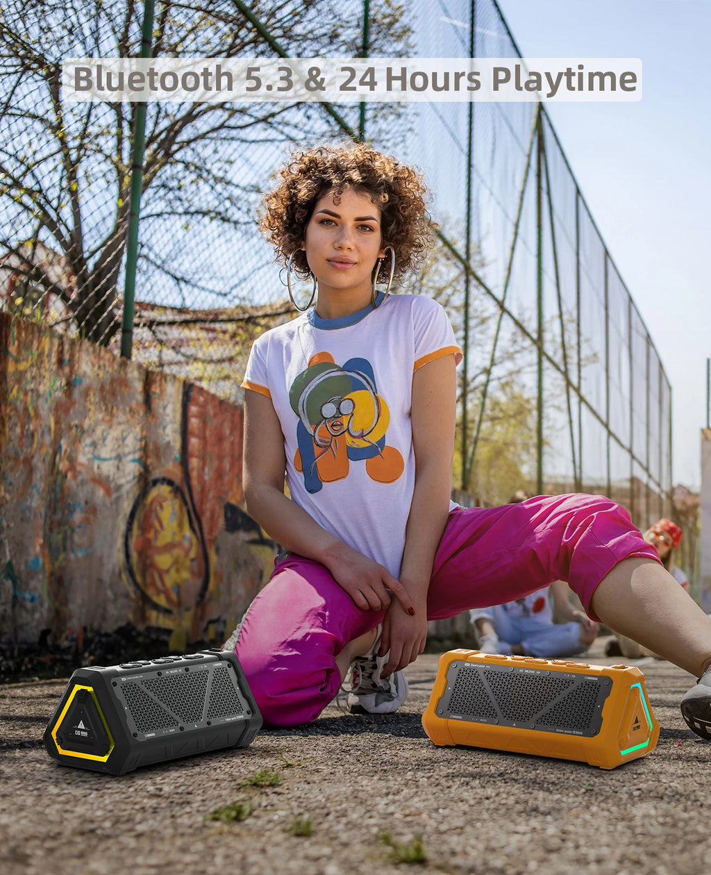 40W Outdoor Bluetooth Speaker – IPX7 Waterproof, RGB Lights, TWS, Micro SD, 12H Playtime