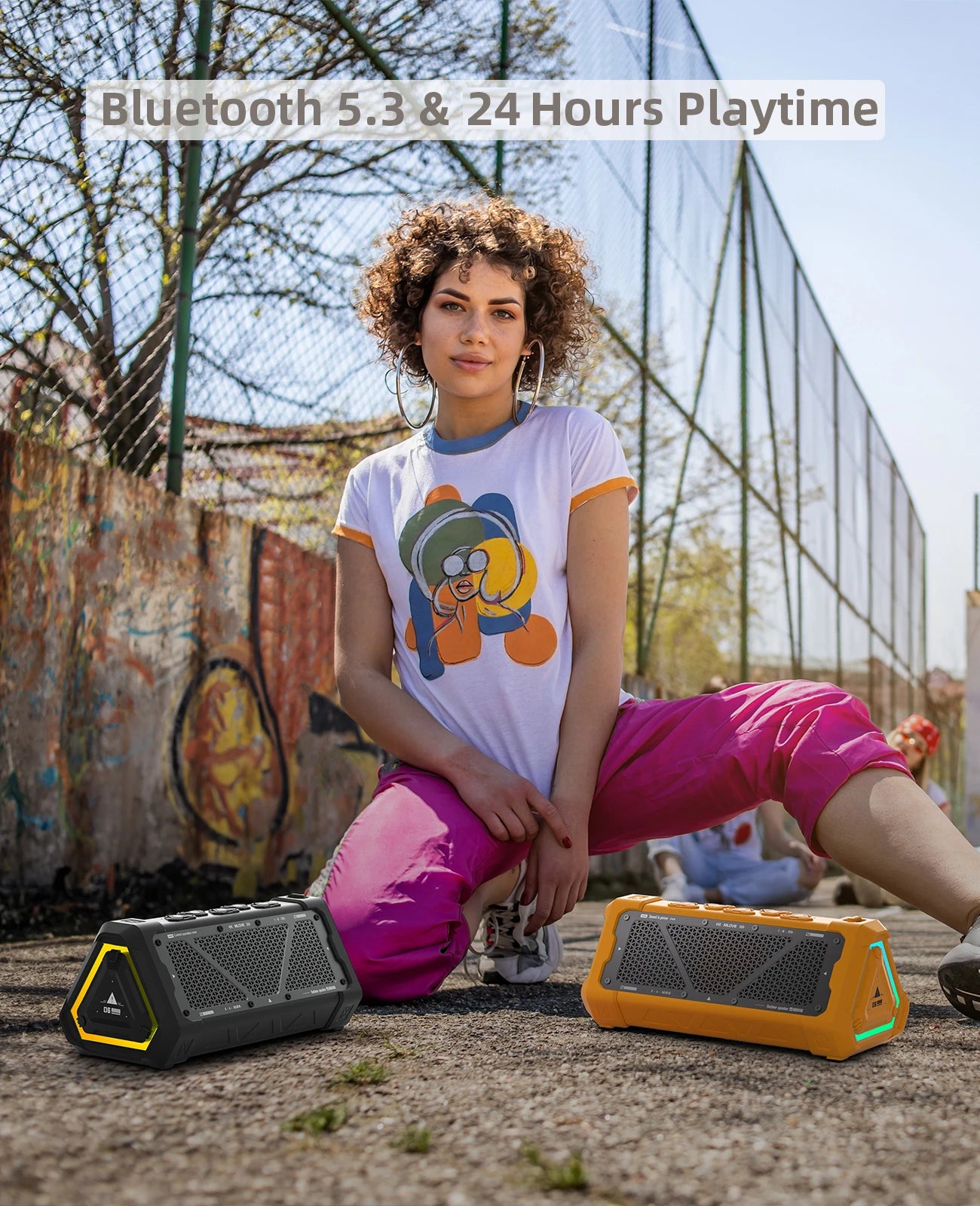 40W Outdoor Bluetooth Speaker – IPX7 Waterproof, RGB Lights, TWS, Micro SD, 12H Playtime